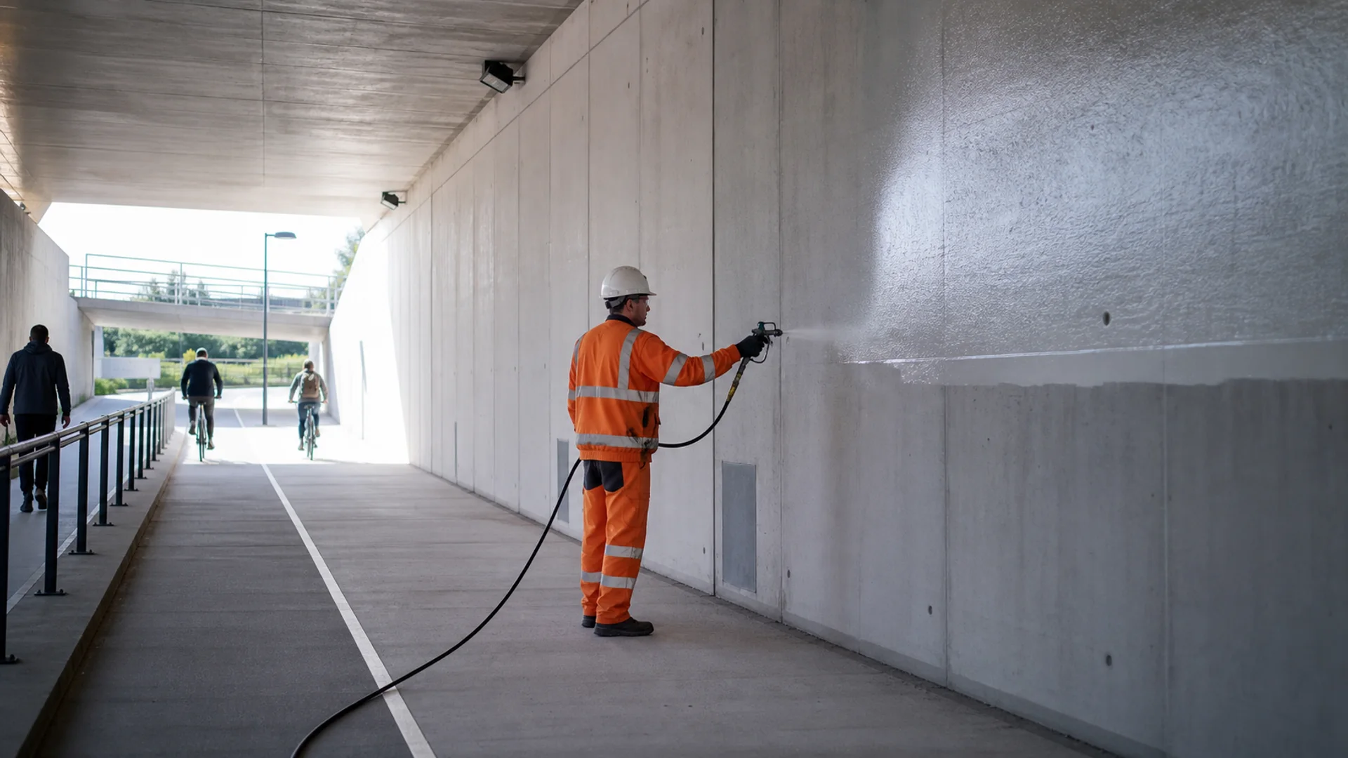 Reinigbare bescherming van publieke betonoppervlakken voor grotere zakelijke projecten